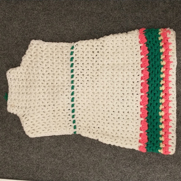 Vintage 60's 70's Crochet Knit Mini Dress Tunic Girls Groovy Mid Authentic - Picture 9 of 10